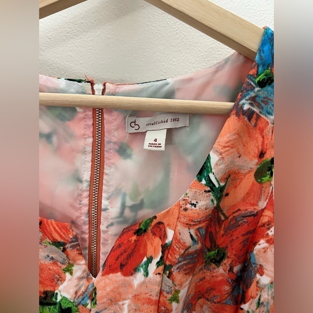 Dress Barn Floral Midi Dress - Pink and White - Picture 3 of 8